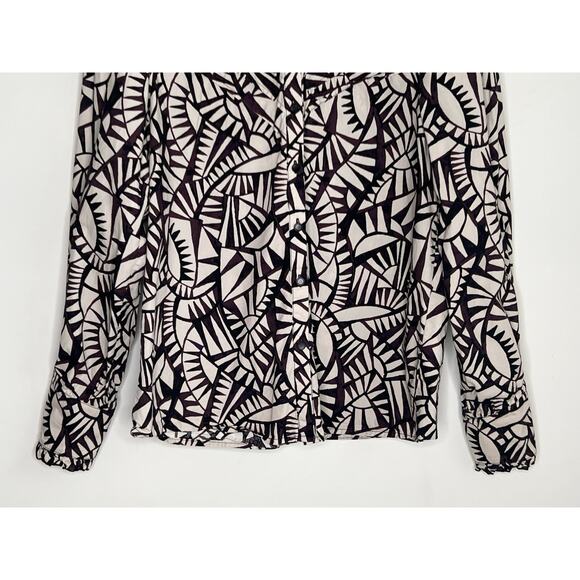 Ba&Sh Chermise Over Printed Long Sleeve Button-Front Blouse Cream/Purple XS / 2 - Picture 5 of 13